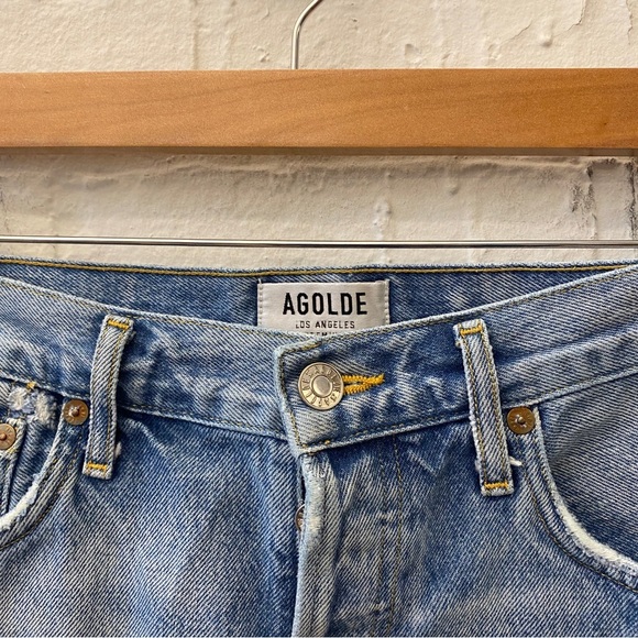 AGOLDE || Parker Vintage Cut Off Short in Swapmeet Distressed Denim Blue 29 - Picture 2 of 7